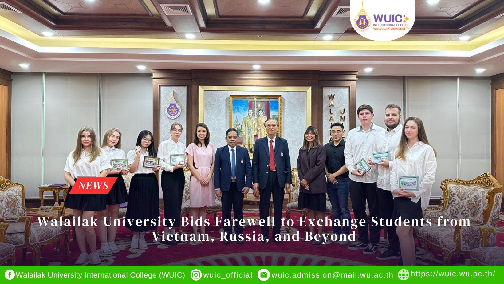 Walailak University Bids Farewell to Exchange Students from Vietnam, Russia, and Beyond