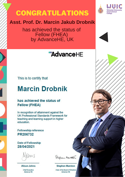 Congratulations to Asst. Prof. Dr. Marcin Jakub Drobnik for achieving Fellow, UKPSF.